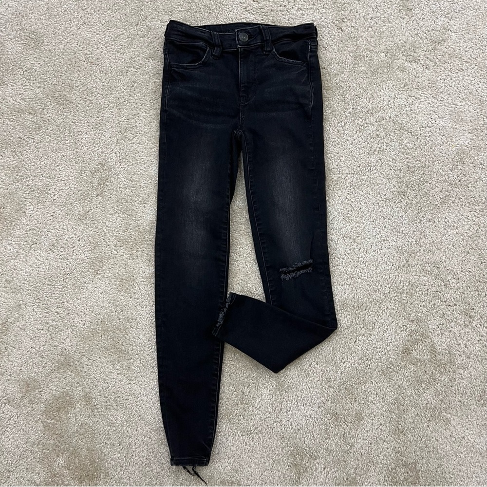 American Eagle Outfitters Hi Rise Jeggings Pants Jeans Black Women Sz 0 Reg